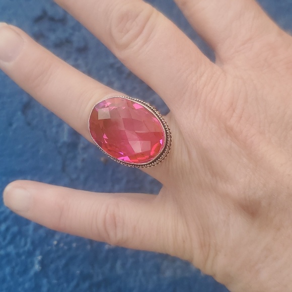 New Faceted Pink Mystic Topaz 925 Silver Ring. - Picture 10 of 16